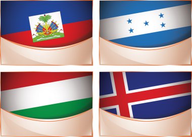 Bayraklar illüstrasyon, haiti, honduras, Macaristan, İzlanda