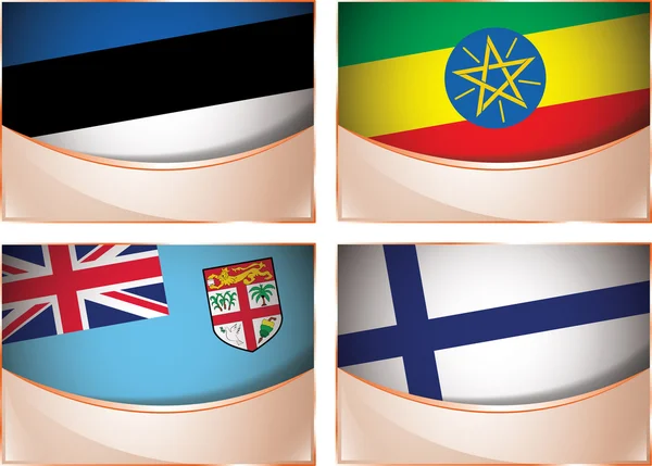 Flags illustration, Estonia, Ethiopia, Fiji, Finland — Stock Vector