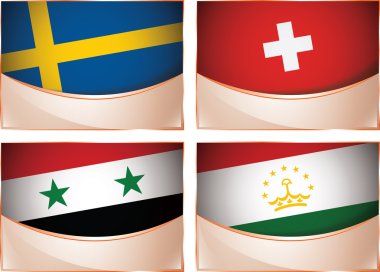 Bayraklar illüstrasyon, İsveç, İsviçre, Suriye, Tacikistan