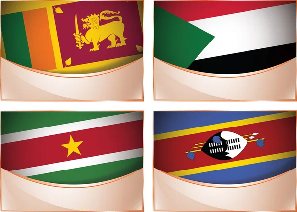 Vlaggen van illustratie, Sri Lanka, Soedan, Suriname, Swaziland — Stockvector
