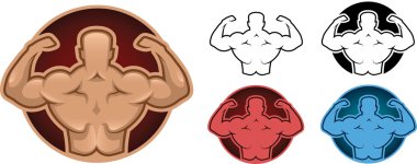 Bodybuilder back model illustration in five different colors clipart