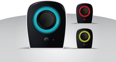 Hoparlörler, renkli vektör gerçekçi çizim