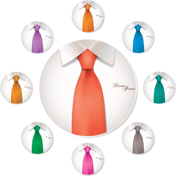 9 renk değişkenleri gömlek ve kravat illüstrasyon vektör — Stok Vektör