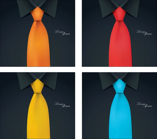 4 renk değişkenleri gömlek ve kravat illüstrasyon vektör — Stok Vektör