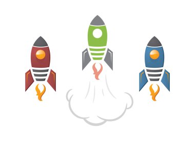 Sevimli çizgi roket illüstrasyon