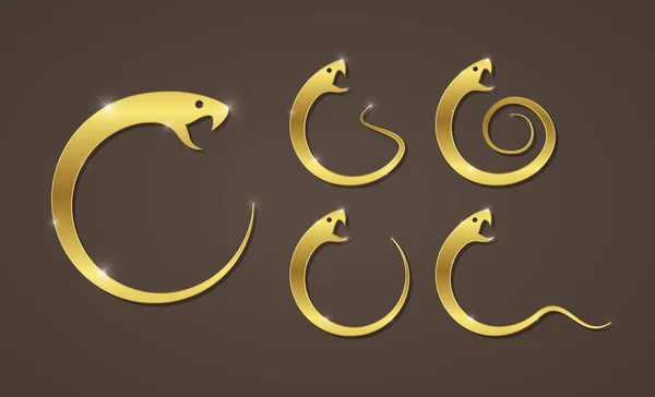 Ilustración vectorial de serpiente dorada — Vector de stock