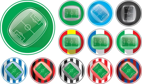 Εικονογράφηση φορέας ρεαλιστική ποδόσφαιρο κουμπί στάδιο — Διανυσματικό Αρχείο