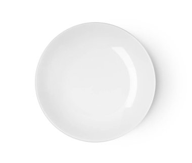 beyaz seramik plaka beyaz arkaplan görünümünde izole