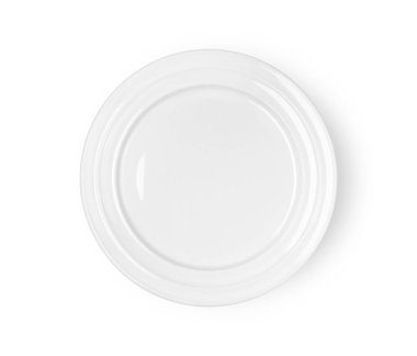 beyaz seramik plaka beyaz arkaplan görünümünde izole