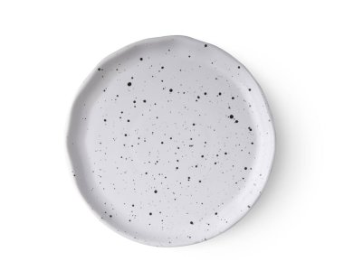 seramik plaka beyaz arkaplan üst görünümünde izole