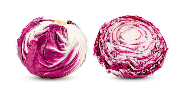 Fresh red radicchio isolated on white background