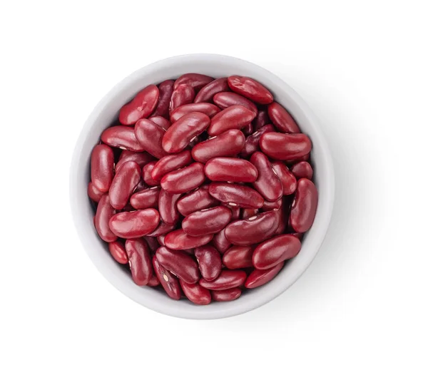 Red Beans White Bowl Isolated White Background Top View — Stock Photo, Image