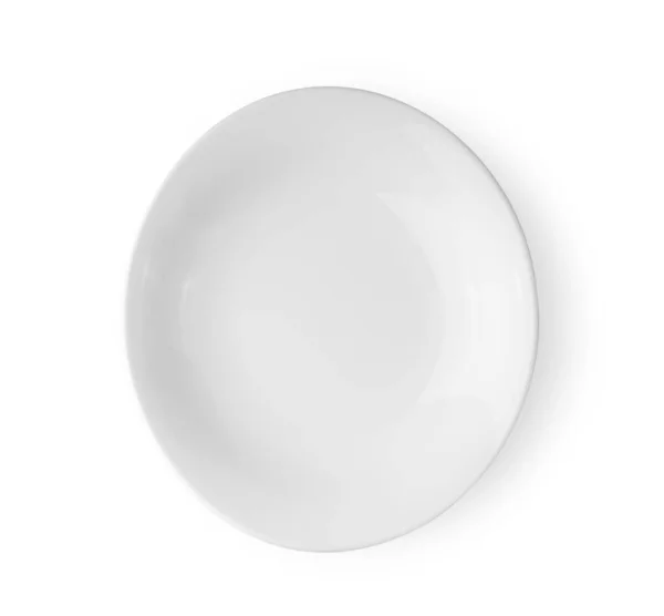 White Ceramic Plate Isolated White Background Top View — Stock Photo, Image