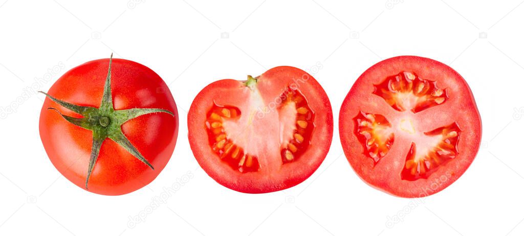 Fresh tomatoes on white background. Top view 