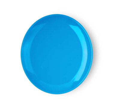 mavi seramik plaka beyaz arkaplan görünümünde izole