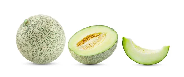 Świeży Melon Izolowany Białym Tle — Zdjęcie stockowe
