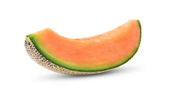 Cantaloupe Meloen Plakjes Geïsoleerd Witte Achtergrond — Stockfoto