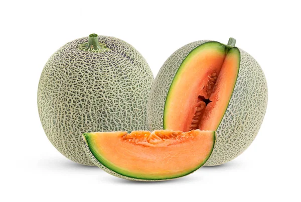 Cantaloupe Melone Isoliert Auf Weißem Untergrund — Stockfoto