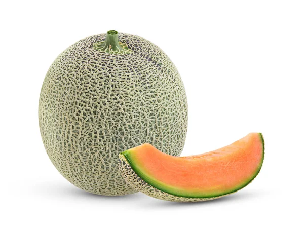 Melon Cantaloup Isolé Sur Fond Blanc — Photo