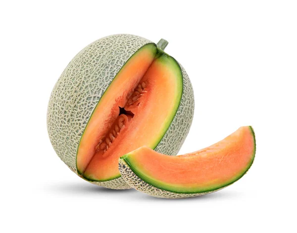 Cantaloupe Melone Isoliert Auf Weißem Hintergrund — Stockfoto