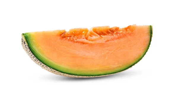 Cantaloupe Melonenscheiben Isoliert Auf Weißem Hintergrund — Stockfoto