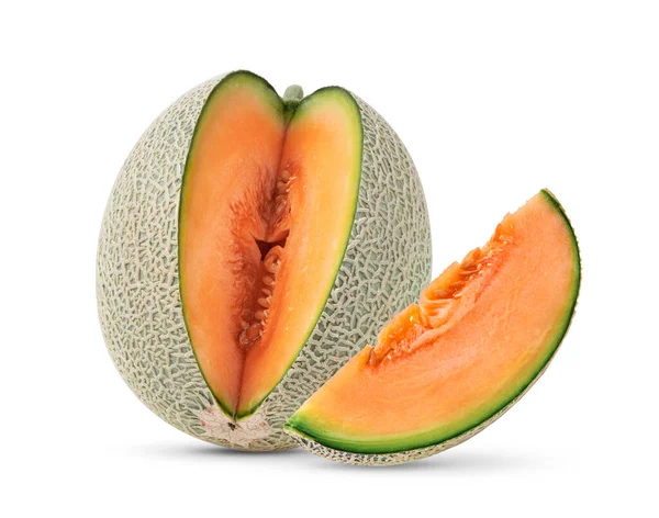 Cantaloupe Meloen Geïsoleerd Witte Achtergrond — Stockfoto