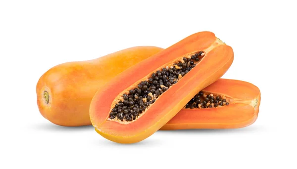 Scheiben Süße Papaya Isoliert Auf Weißem Hintergrund — Stockfoto