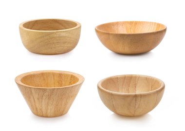 Ahşap kase beyaz arkaplanda izole