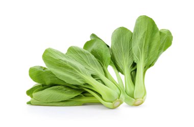 Beyaz arkaplanda bok choy sebzesi