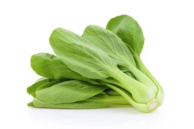 Beyaz arkaplanda bok choy sebzesi