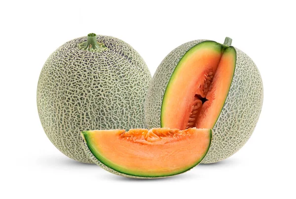 Cantaloupe Melone Isoliert Auf Weißem Untergrund — Stockfoto