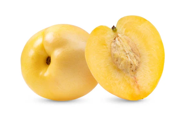 Fruta Amarilla Nectarina Sobre Fondo Blanco — Foto de Stock