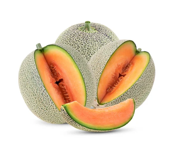 Melon Cantaloup Isolé Sur Fond Blanc — Photo