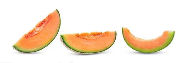 Cantaloupe Melon Slices Isolated White Background — Stock Photo, Image