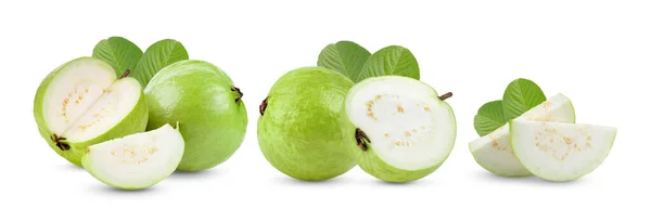 Fruto Guayaba Con Hoja Aislada Sobre Fondo Blanco — Foto de Stock