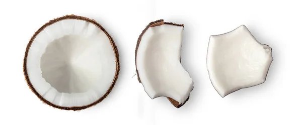 白い背景にココナッツの作品 トップ表示 — ストック写真