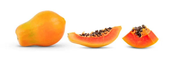 Olgun Papaya Meyvesi Beyaz Arkaplanda Izole — Stok fotoğraf