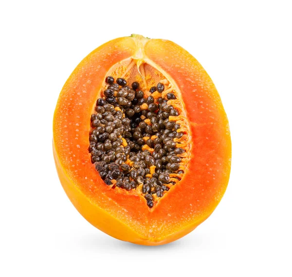 Reife Papaya Isoliert Auf Weißem Hintergrund — Stockfoto