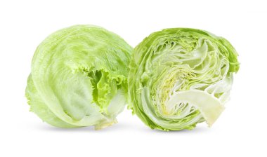 Beyaz Arkaplanda Yeşil Buzdağı Marulu