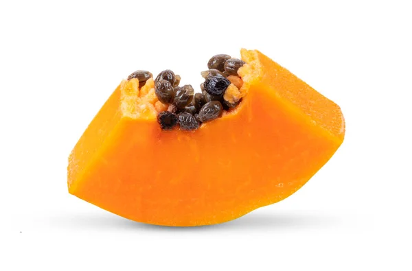 Papaya Skiva Isolerad Vit Bakgrund — Stockfoto