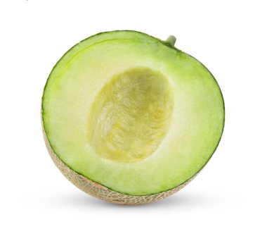 Beyaz arka plan üzerinde izole yeşil kavun karpuz dilim
