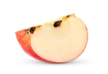 beyaz arkaplanda izole edilmiş elma dilimi
