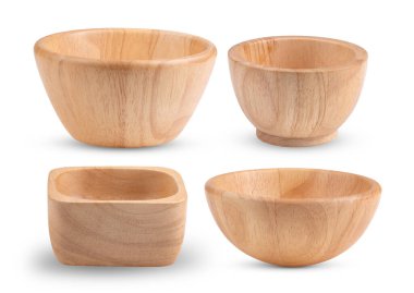 Ahşap kase beyaz arkaplanda izole