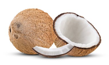  Hindistan cevizi beyaz arkaplanda izole edildi