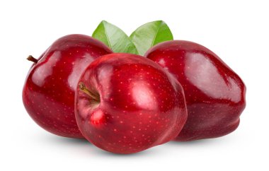 Beyaz arkaplanda kırmızı elma izole edildi