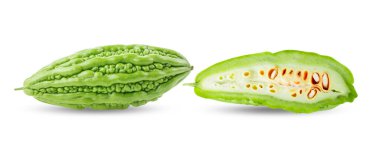 Beyaz arkaplanda acı kavun (kamera görüntüsü )