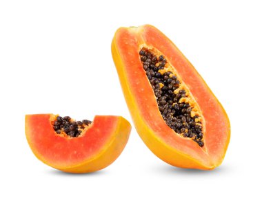 papaya beyaz arkaplanda izole edildi (Fotoğraf makinesinden görüntü)