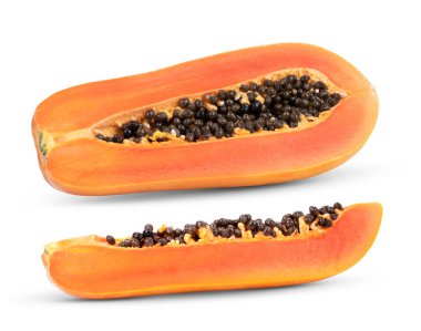 papaya beyaz arkaplanda izole edildi (Fotoğraf makinesinden görüntü)