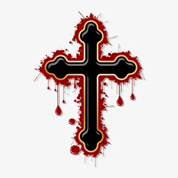 Maldita Cruz Ortodoxa Ilustración Una Cruz Ortodoxa Sangrienta Como Símbolo — Archivo Imágenes Vectoriales