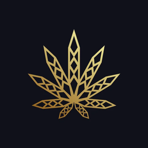 Cannabis Dorata Come Logo Illustrazione Cannabis Dorata Come Logo Sfondo — Vettoriale Stock